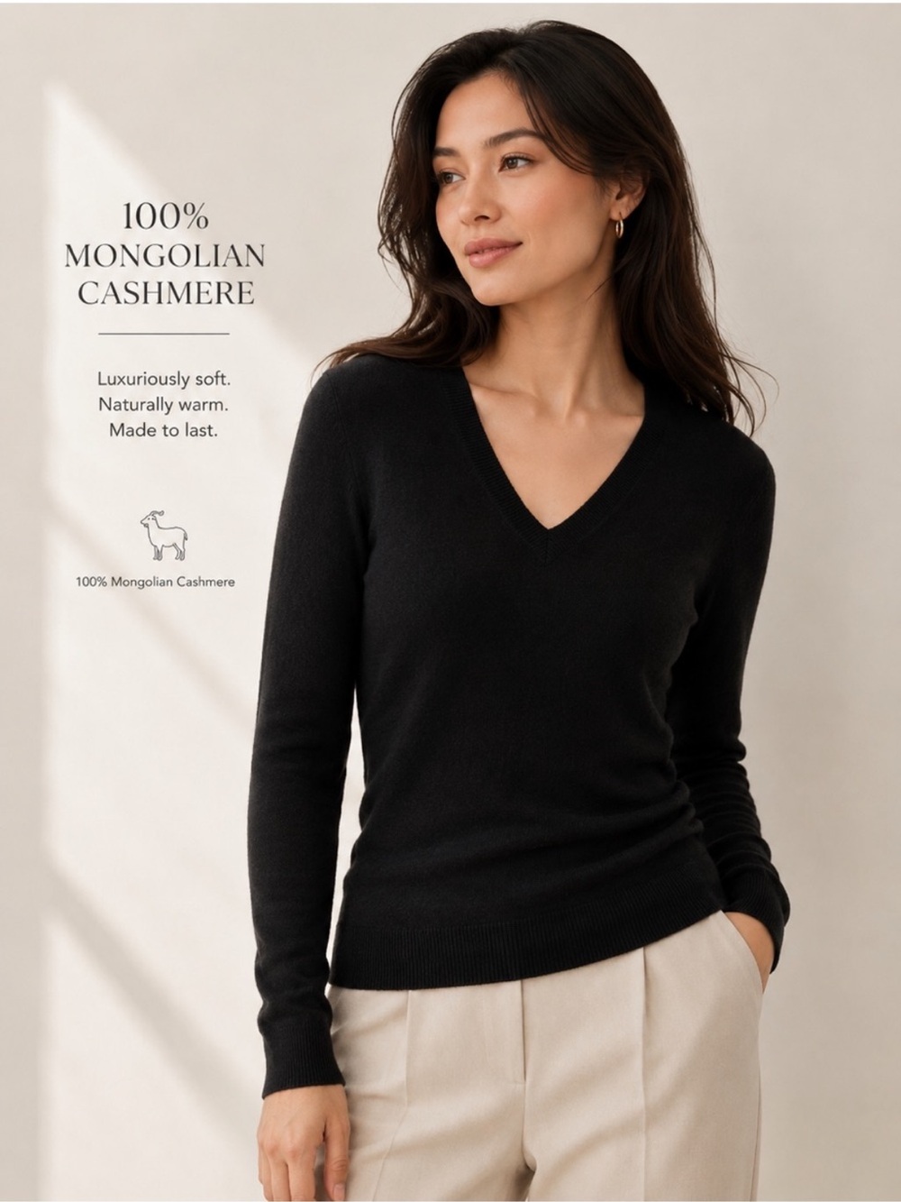 Quince Mongolian Cashmere V-Neck Sweater